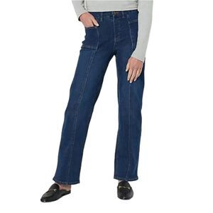 Denim & Co. Easy Stretch Petite Wide Leg Jeans with Seaming Detail 24WP